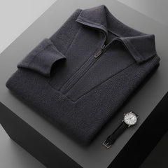 Men's Half Zipper Ingot Needle Thickened Casual Business Long Sleeve Warm Sweater