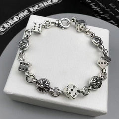 Silver Titanium Steel Dice Bracelet