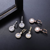 Simple Round Geometric Copper Micro Inlay Stud Earrings For Women