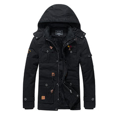 Men's Fleece Padded Jacket Mid-length Hooded Jacket