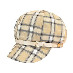 British Retro Plaid Octagonal Hat Women's Spring And Summer