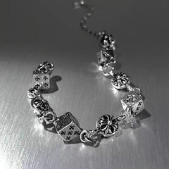 Silver Titanium Steel Dice Bracelet