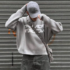 Loose Geometric Jacquard Pullover Knitted Sweater