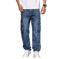 Light Blue Jeans Elastic Ankle Banded Pants