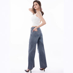 Women's Retro Large Size Worn Wide-leg Jeans