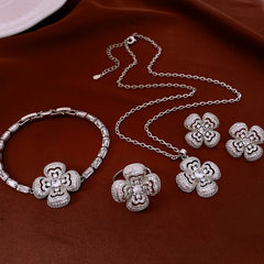 Four-petal Flower Clavicle Chain Fashion Special-interest Jewelry Suit Women