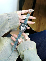 Washed Denim Watch Band Retro Casual