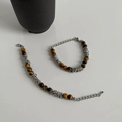 Men's Beaded Titanium Steel Bracelet