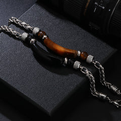Natural Stone Bracelet Men's Chain Splicing Tiger Eye Stone