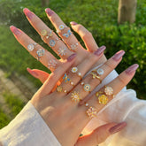 S925 Sterling Silver Flowers Diamond Decompression Rotatable Fashion Ring