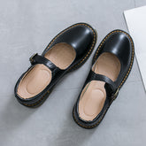 Women's Solid Color Round Head Low-cut Flat Retro Shoes