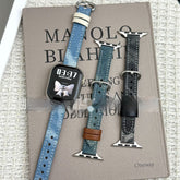 Washed Denim Watch Band Retro Casual