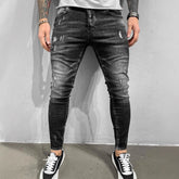 Ripped Trendy Slimming Gray Denim Skinny Pants