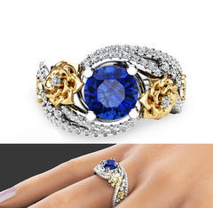Flower Rose Two-tone Ring For Women