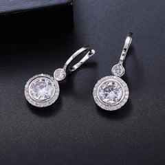 Simple Round Geometric Copper Micro Inlay Stud Earrings For Women