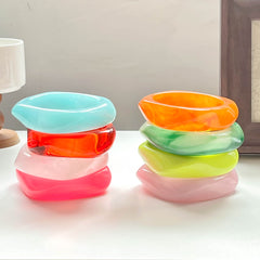 European And American Geometric Blooming Resin Curved Bracelet