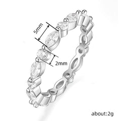 Horse Eye Row Diamond Ring Ins Style Ornament Fashion Fine Circle