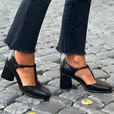 Fashion Burnt Flower T-shaped Buckle With Hollow Elegant Solid Color High Heels