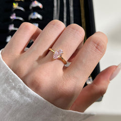 Sterling Silver High-grade Pear-shaped Zircon Inlaid Exquisite Closed Ring