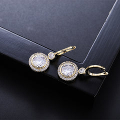 Simple Round Geometric Copper Micro Inlay Stud Earrings For Women