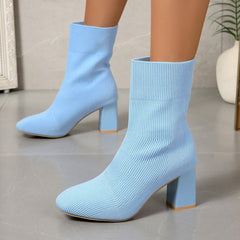 New Knitted Round Head Sleeve High Heel Socks Boots
