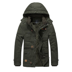 Men's Fleece Padded Jacket Mid-length Hooded Jacket