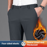 Fleece-lined Men's Trousers Anti-wrinkle Non-ironing Draping Effect Straight