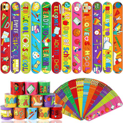 Back To School Slap Bracelets, 56 Pcs Welcome Back To School Gifts For Kids Students Party Favors Colorful Snap Bracelets-Ban On Selling On Amazon