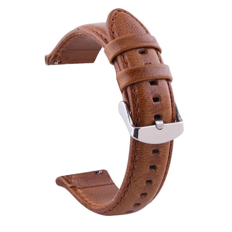 All-match Top Layer Cow Leather Watch Strap Crazy Horse Pattern Leather Smart Watch Band