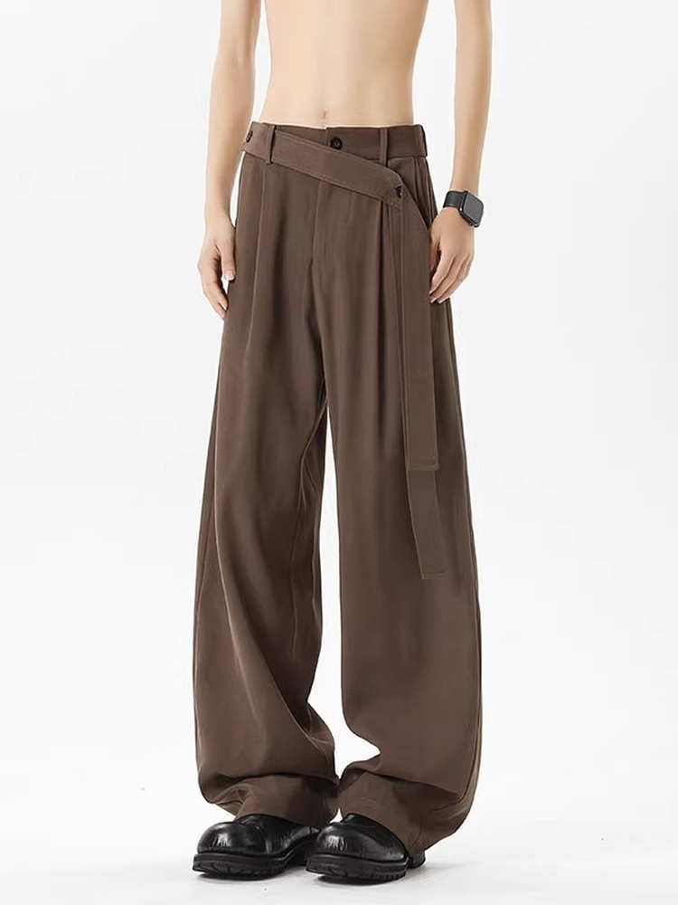Ribbon Oblique Belt Machete Suit Pants Men's Plus-sized Plus Size Loose