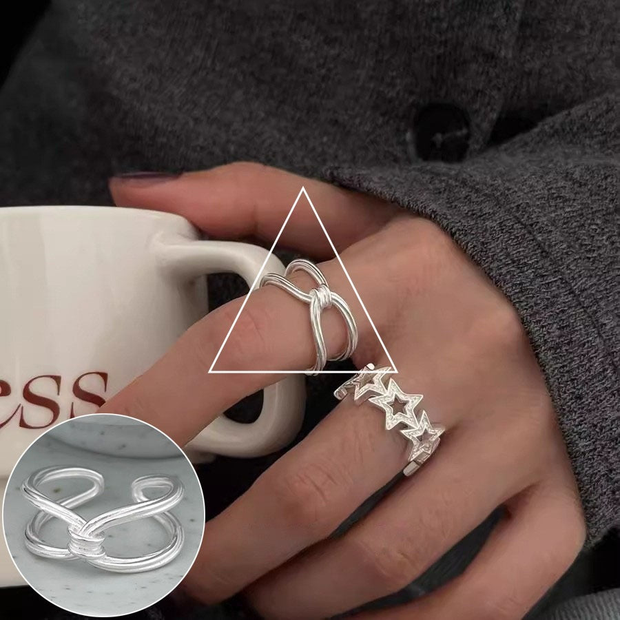 Geometric Line Cross Ring For Women