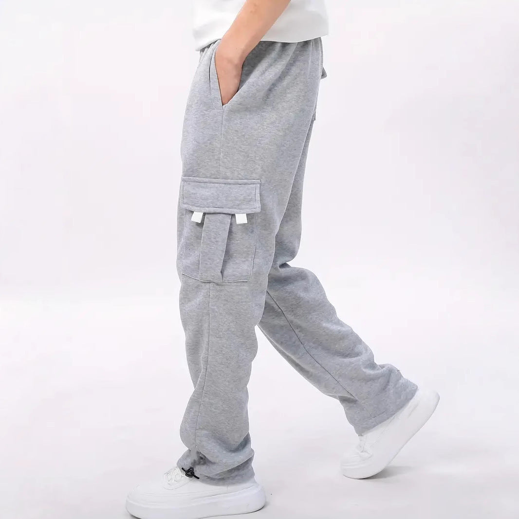 Men's Loose Sweatpants Overalls With Multi-pocket Tether
