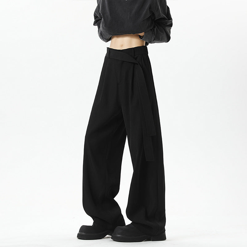 Ribbon Oblique Belt Machete Suit Pants Men's Plus-sized Plus Size Loose