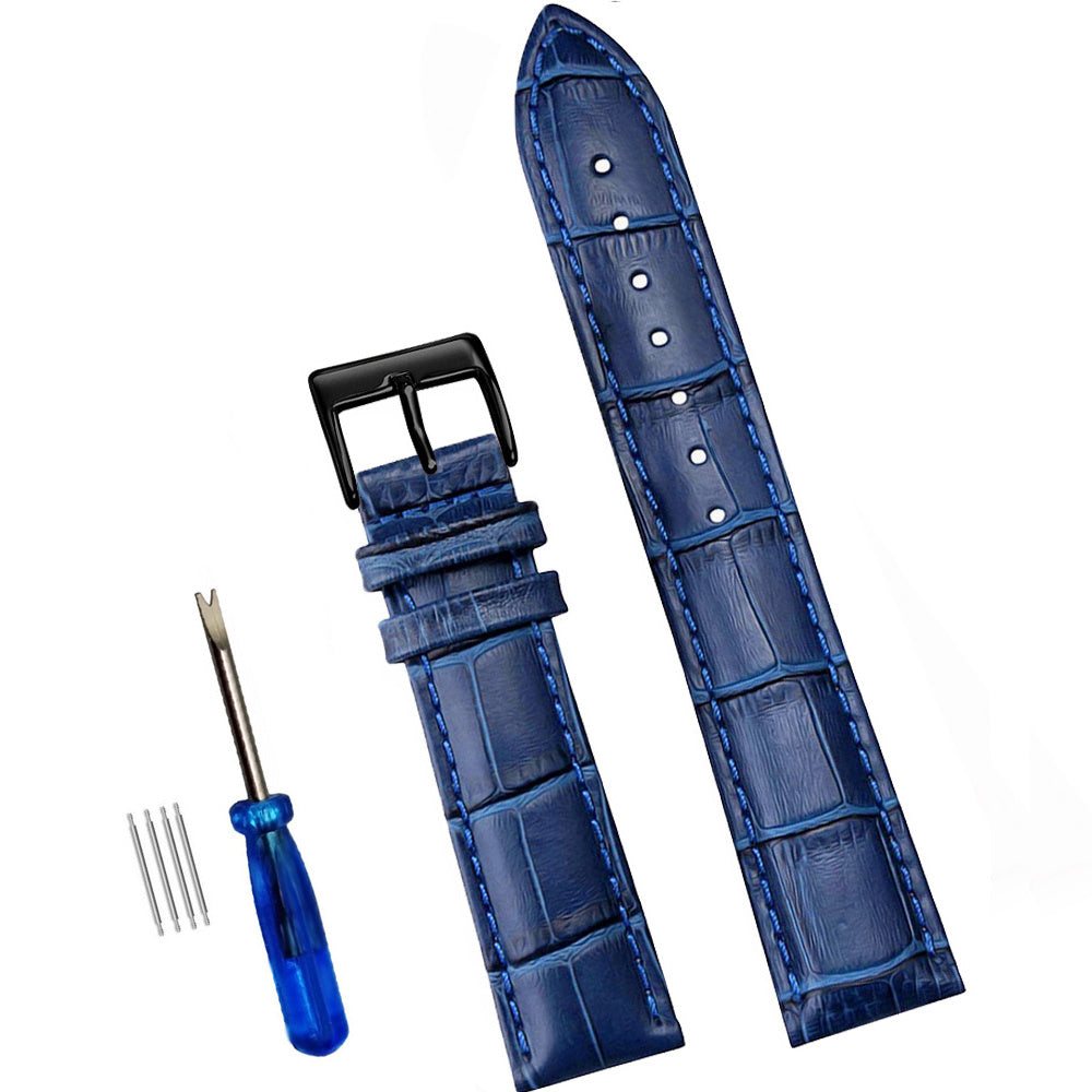 Cowhide Bamboo Watch Strap With Stainless Steel Pin Buckle