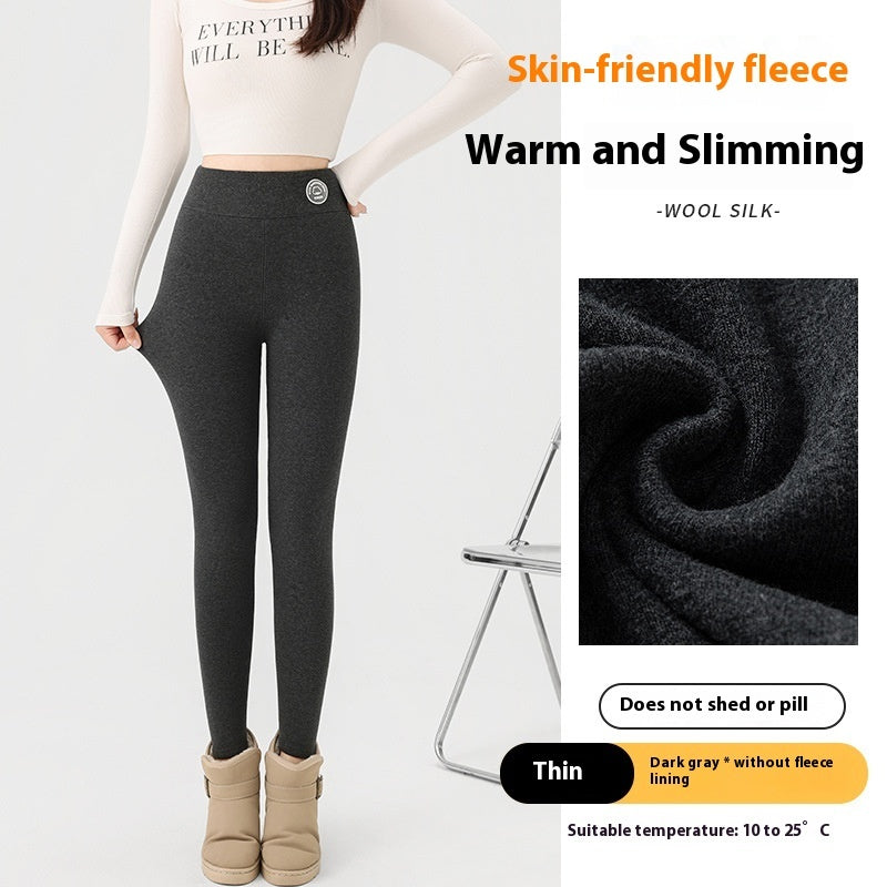 Extra Thick Cashmere Leggings Female High Waist Tight Fleece Cotton Pants