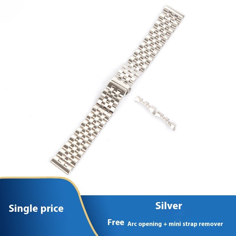 All-steel Solid Five-bead Steel Strap Men And Women Butterfly Clasp