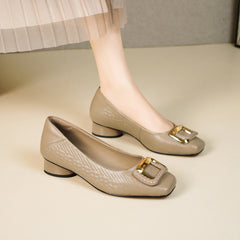 Sheepskin Shallow Mouth Women's Mid-heel Shoes