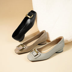 Sheepskin Shallow Mouth Women's Mid-heel Shoes