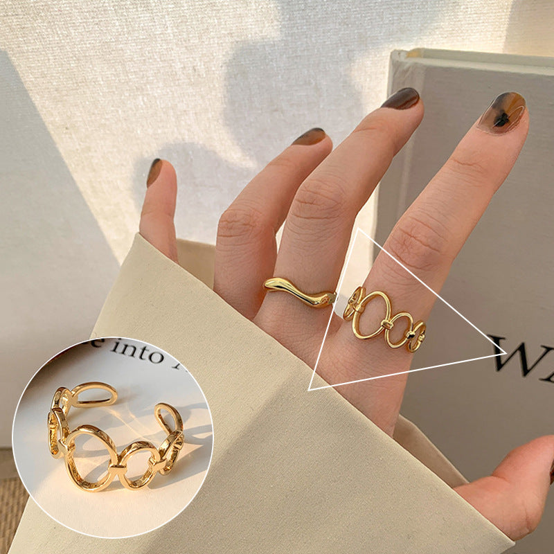 Geometric Line Cross Ring For Women