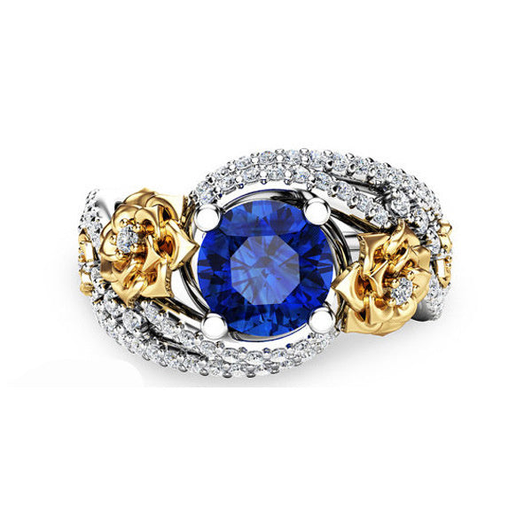 Flower Rose Two-tone Ring For Women