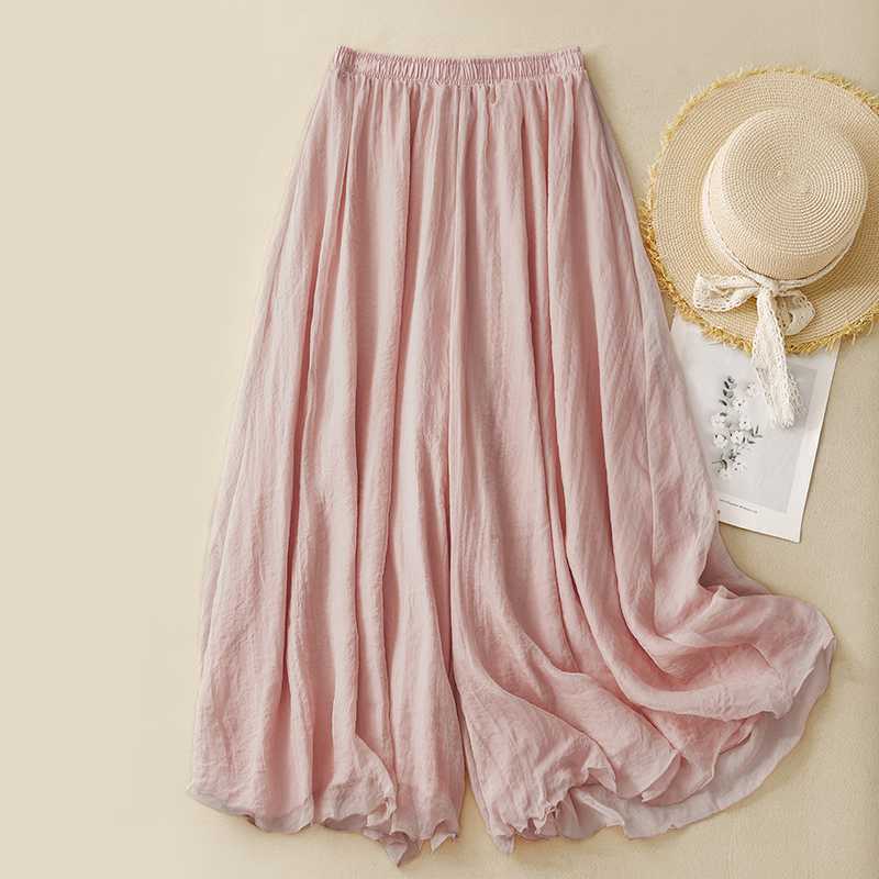 Tight Waist Cotton Linen Wide Leg Pants Loose And Elegant