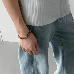 Men's Beaded Titanium Steel Bracelet