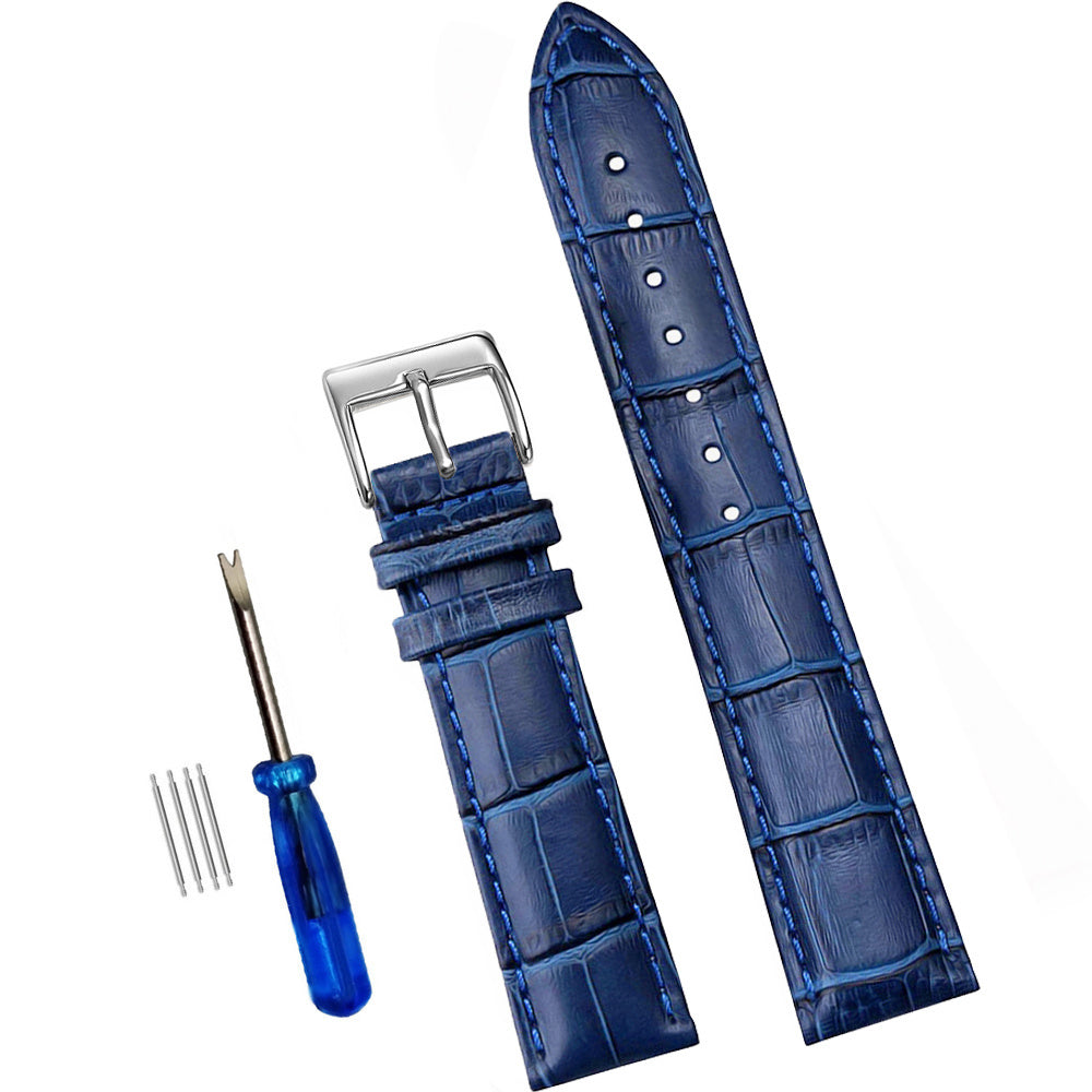 Cowhide Bamboo Watch Strap With Stainless Steel Pin Buckle