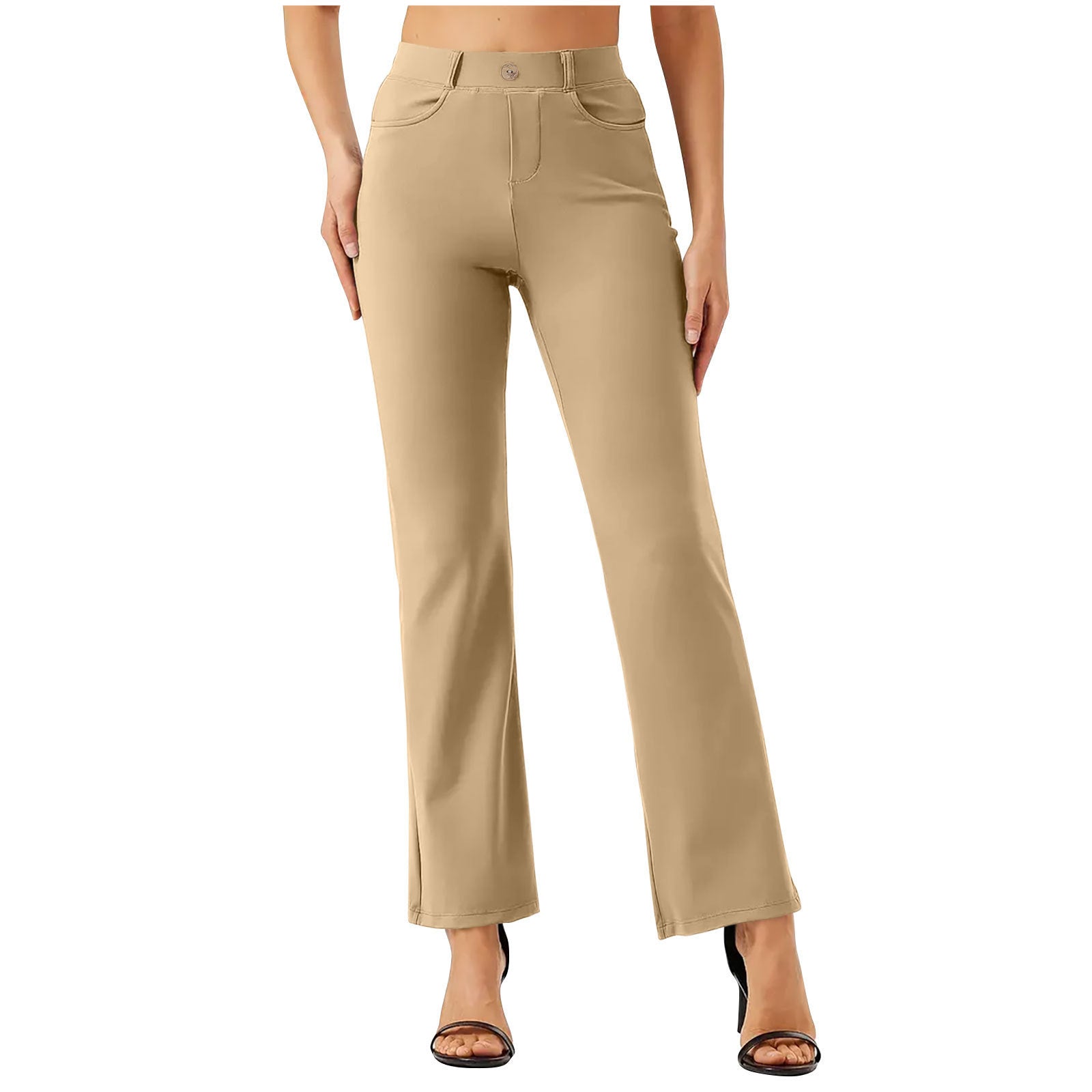 Elastic Waist Work Office Straight-leg Trousers