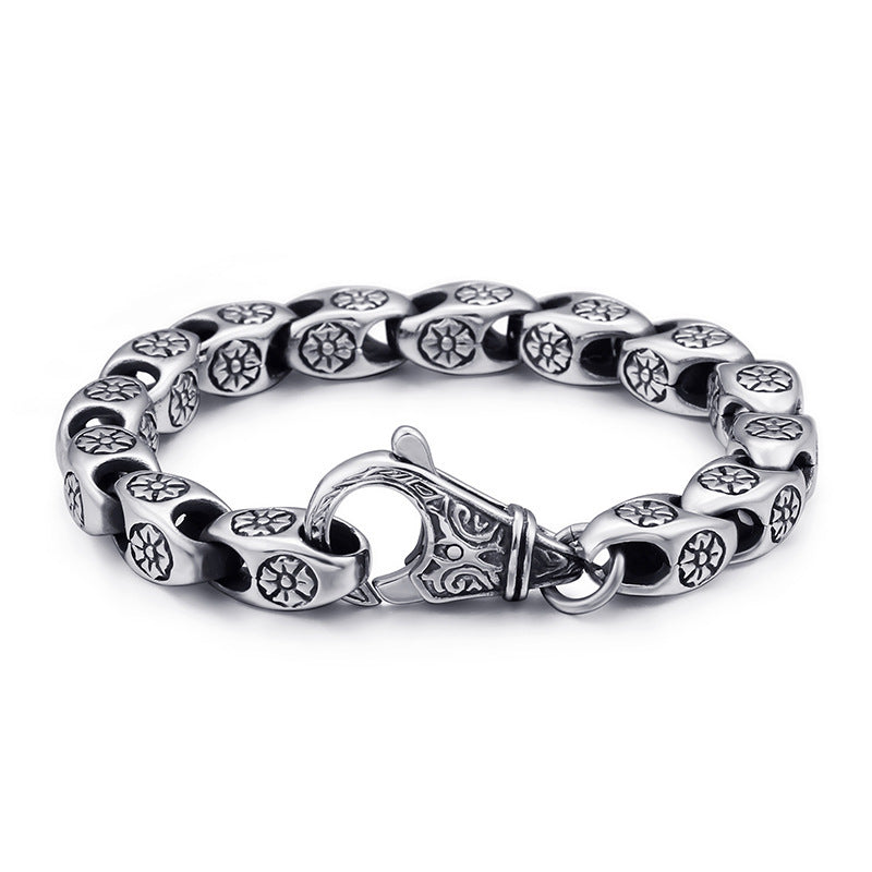 Stainless Steel Flower Cutout Titanium Steel Men's Bracelet