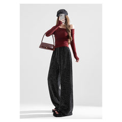 New Fashion Slim High Waist Draping Anti-wrinkle Polka Dot