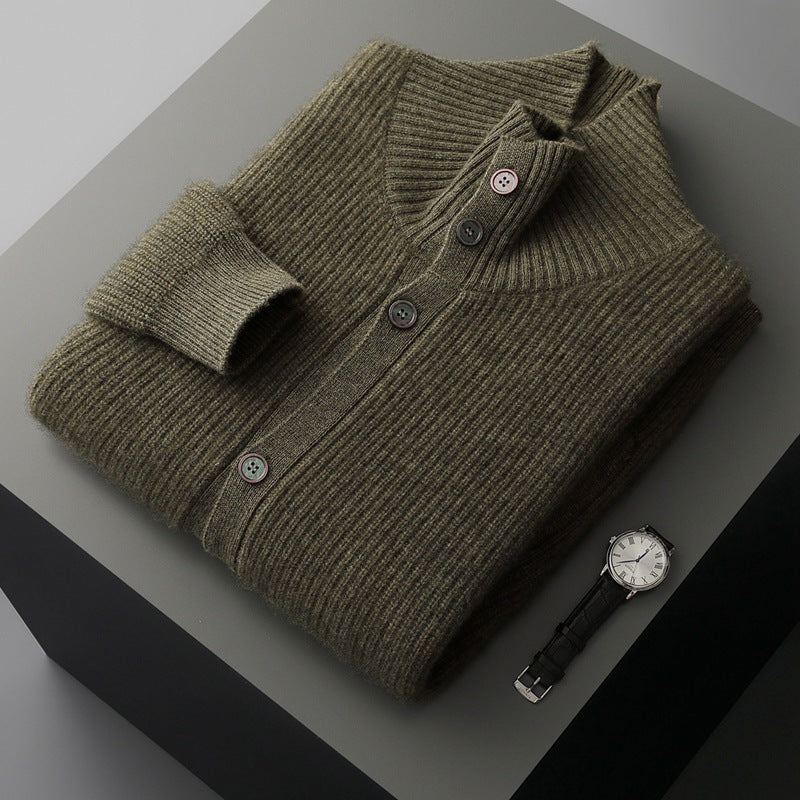 Men's Cashmere Cardigan Stand Collar Simple Urban Outerwear