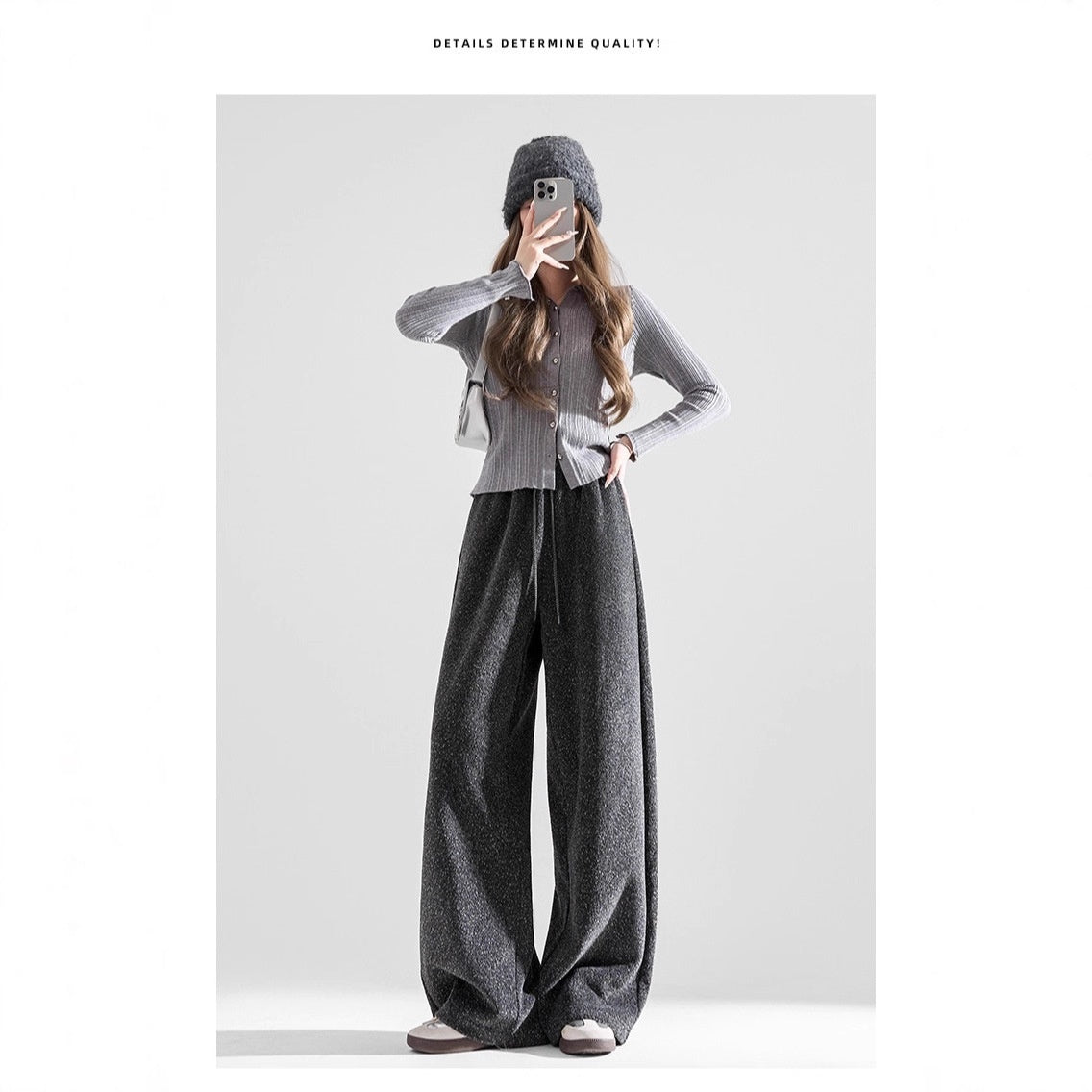 New Fashion Slim High Waist Draping Anti-wrinkle Polka Dot