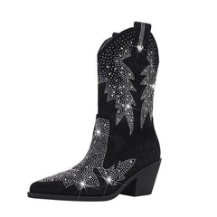 Shiny Rhinestone Booties Ankle Women