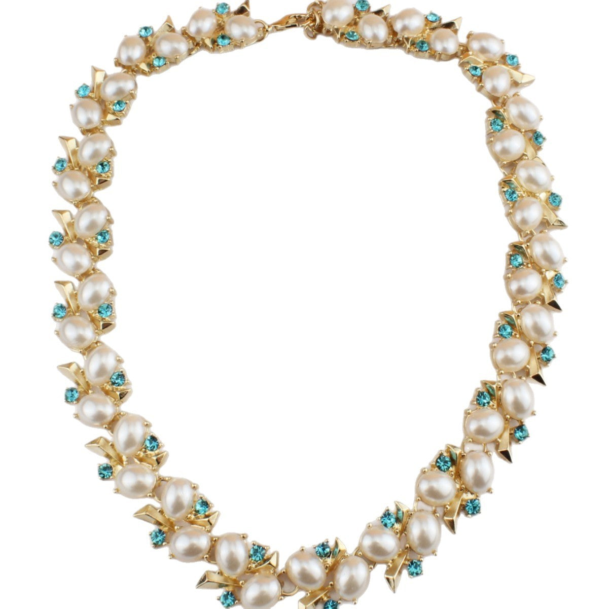 Turquoise Pearl Necklace And Earrings Suite